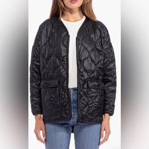 Bobeau Black Long Sleeve Puffer Jacket